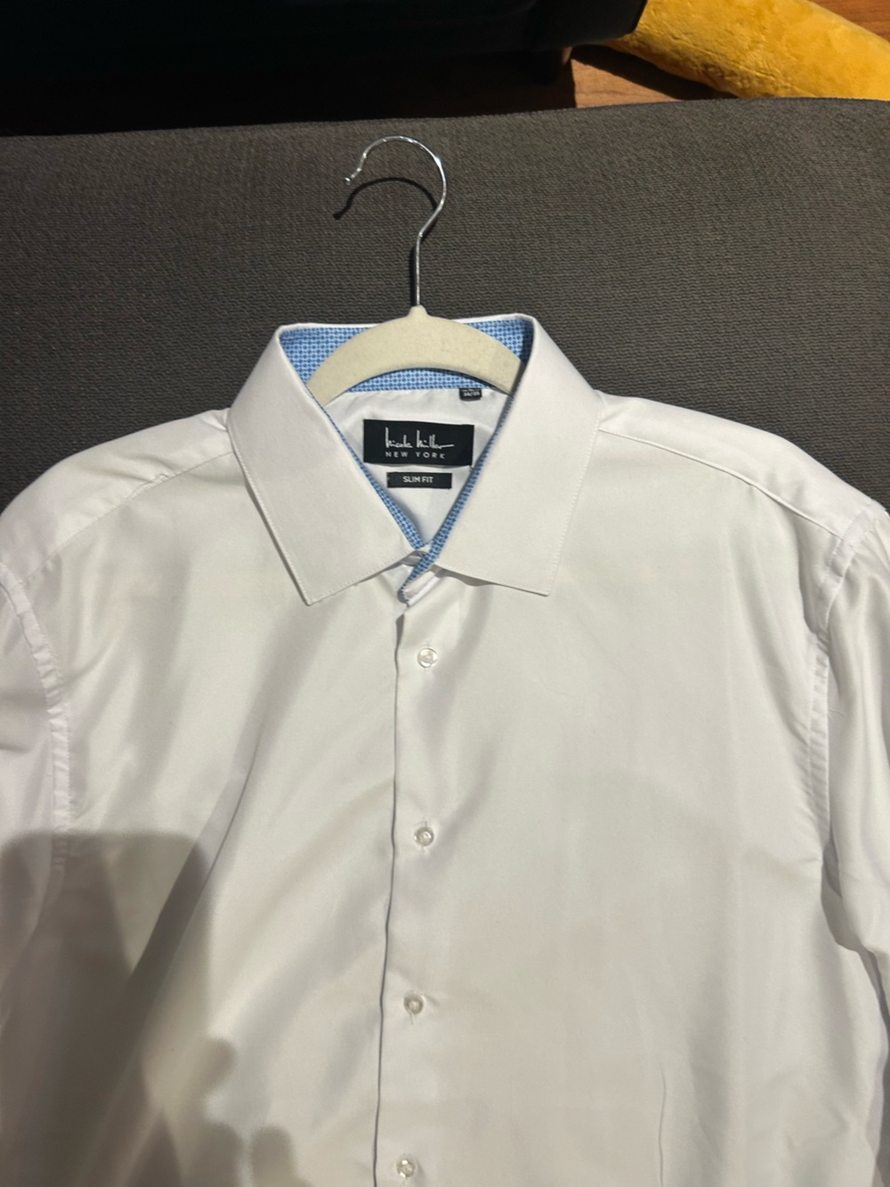 Kenneth Cole New York White Dress Shirt with Blue Trim